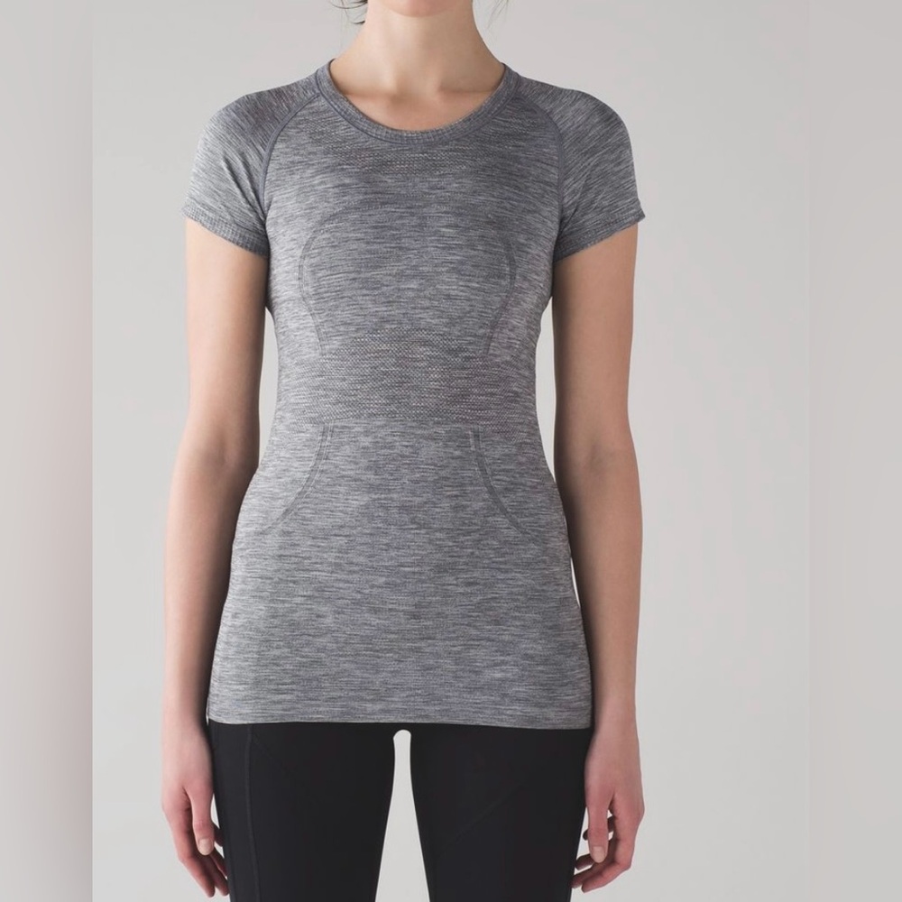 Lululemon swiftly tech, short sleeve activewear shirt gray gym size 6